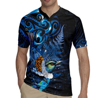 Aotearoa Matariki Rugby Jersey Maori Tribal with Silver Fern and Tui Bird Galaxy Style LT03 - Polynesian Pride