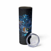 Aotearoa Matariki Skinny Tumbler Maori Tribal with Silver Fern and Tui Bird Galaxy Style LT03 - Polynesian Pride