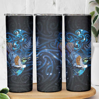 Aotearoa Matariki Skinny Tumbler Maori Tribal with Silver Fern and Tui Bird Galaxy Style LT03 - Polynesian Pride
