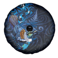 Aotearoa Matariki Spare Tire Cover Maori Tribal with Silver Fern and Tui Bird Galaxy Style LT03 - Polynesian Pride