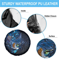 Aotearoa Matariki Spare Tire Cover Maori Tribal with Silver Fern and Tui Bird Galaxy Style LT03 - Polynesian Pride