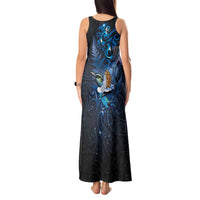 Aotearoa Matariki Tank Maxi Dress Maori Tribal with Silver Fern and Tui Bird Galaxy Style LT03 - Polynesian Pride