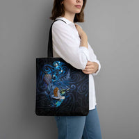 Aotearoa Matariki Tote Bag Maori Tribal with Silver Fern and Tui Bird Galaxy Style LT03 - Polynesian Pride