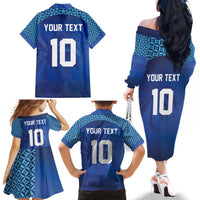 Custom Fiji Football-Towards World Cup 2026 Family Matching Off The Shoulder Long Sleeve Dress and Hawaiian Shirt LT03 - Polynesian Pride