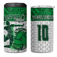 Custom Hawaii Volleyball-Kakau Motif Green Color 4 in 1 Can Cooler Tumbler LT03 One Size: 16 oz Green - Polynesian Pride