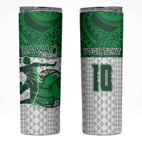 Custom Hawaii Volleyball-Kakau Motif Green Color Skinny Tumbler LT03 Green - Polynesian Pride