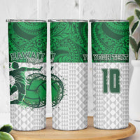 Custom Hawaii Volleyball-Kakau Motif Green Color Skinny Tumbler LT03 - Polynesian Pride