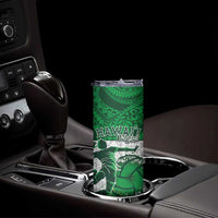 Custom Hawaii Volleyball-Kakau Motif Green Color Skinny Tumbler LT03 - Polynesian Pride
