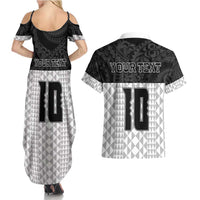Custom Hawaii Volleyball-Kakau Motif Grayscale Color Couples Matching Summer Maxi Dress and Hawaiian Shirt LT03 - Polynesian Pride