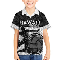 Custom Hawaii Volleyball-Kakau Motif Grayscale Color Family Matching Long Sleeve Bodycon Dress and Hawaiian Shirt LT03 Son's Shirt Black - Polynesian Pride