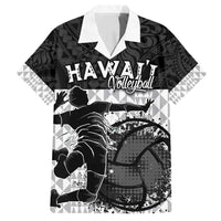 Custom Hawaii Volleyball-Kakau Motif Grayscale Color Family Matching Summer Maxi Dress and Hawaiian Shirt LT03 Dad's Shirt - Short Sleeve Black - Polynesian Pride