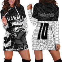 Custom Hawaii Volleyball-Kakau Motif Grayscale Color Hoodie Dress LT03 - Polynesian Pride