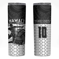 Custom Hawaii Volleyball-Kakau Motif Grayscale Color Skinny Tumbler LT03 Black - Polynesian Pride