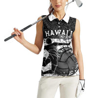 Custom Hawaii Volleyball-Kakau Motif Grayscale Color Women Sleeveless Polo Shirt LT03 - Polynesian Pride