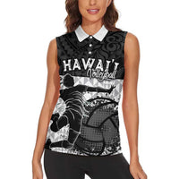 Custom Hawaii Volleyball-Kakau Motif Grayscale Color Women Sleeveless Polo Shirt LT03 - Polynesian Pride