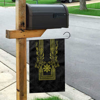 Philippines Barong Style Garden Flag with Polynesian Art and Leaf Motif Black-Gold Color