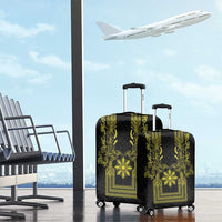 Philippines Barong Style Luggage Cover with Polynesian Art and Leaf Motif Black-Gold Color