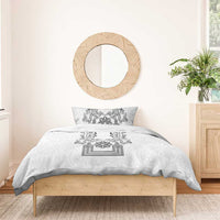 Philippines Barong Style Bedding Set with Polynesian Art and Leaf Motif Black-White Color