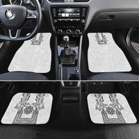 Philippines Barong Style Car Mats with Polynesian Art and Leaf Motif Black-White Color