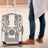 Philippines Barong Style Luggage Cover with Polynesian Art and Leaf Motif Black-White Color