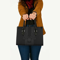 Philippines Barong Style Leather Bag with Polynesian Art and Leaf Motif Black Color