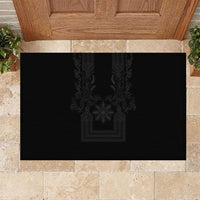 Philippines Barong Style Rubber Doormat with Polynesian Art and Leaf Motif Black Color