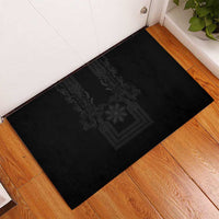 Philippines Barong Style Rubber Doormat with Polynesian Art and Leaf Motif Black Color