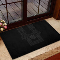 Philippines Barong Style Rubber Doormat with Polynesian Art and Leaf Motif Black Color
