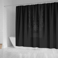 Philippines Barong Style Shower Curtain with Polynesian Art and Leaf Motif Black Color