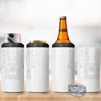 Philippines Barong Style 4 in 1 Can Cooler Tumbler with Polynesian Art and Leaf Motif White Color LT03 - Polynesian Pride
