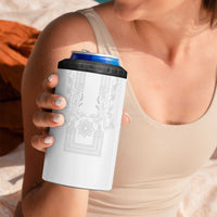 Philippines Barong Style 4 in 1 Can Cooler Tumbler with Polynesian Art and Leaf Motif White Color LT03 - Polynesian Pride