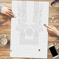 Philippines Barong Style Puzzle with Polynesian Art and Leaf Motif White Color