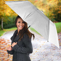 Philippines Barong Style Umbrella with Polynesian Art and Leaf Motif White Color