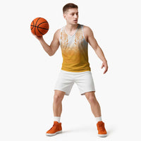 Philippines Barong Style Basketball Jersey with Polynesian Art and Leaf Motif Yellow Color