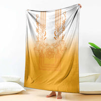Philippines Barong Style Blanket with Polynesian Art and Leaf Motif Yellow Color