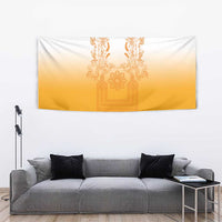 Philippines Barong Style Tapestry with Polynesian Art and Leaf Motif Yellow Color
