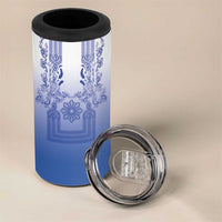 Philippines Barong Style 4 in 1 Can Cooler Tumbler with Polynesian Art and Leaf Motif Blue Color LT03 - Polynesian Pride