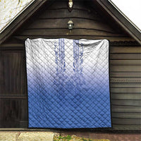 Philippines Barong Style Quilt with Polynesian Art and Leaf Motif Blue Color