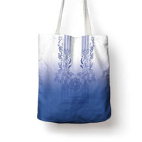 Philippines Barong Style Tote Bag with Polynesian Art and Leaf Motif Blue Color