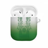 Philippines Barong Style AirPods Case with Polynesian Art and Leaf Motif Green Color