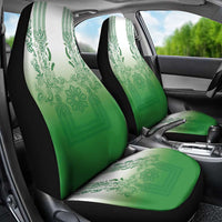 Philippines Barong Style Car Seat Cover with Polynesian Art and Leaf Motif Green Color