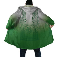 Philippines Barong Style Cloak with Polynesian Art and Leaf Motif Green Color