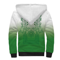Philippines Barong Style Sherpa Hoodie with Polynesian Art and Leaf Motif Green Color LT03 - Polynesian Pride