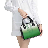 Philippines Barong Style Shoulder Handbag with Polynesian Art and Leaf Motif Green Color