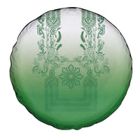 Philippines Barong Style Spare Tire Cover with Polynesian Art and Leaf Motif Green Color
