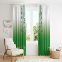 Philippines Barong Style Window Curtain with Polynesian Art and Leaf Motif Green Color