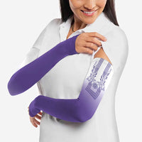 Philippines Barong Style Arm Sleeves with Polynesian Art and Leaf Motif Purple Color