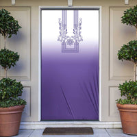 Philippines Barong Style Door Cover with Polynesian Art and Leaf Motif Purple Color