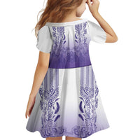 Philippines Barong Style Family Matching Summer Maxi Dress and Hawaiian Shirt with Polynesian Art and Leaf Motif Purple Color LT03 - Polynesian Pride