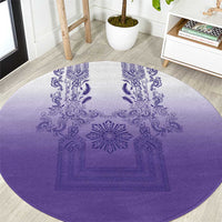 Philippines Barong Style Round Carpet with Polynesian Art and Leaf Motif Purple Color